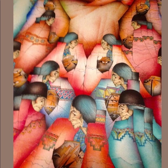 Amado Pena Mixed Media “Los Quince” Southwest Art - Picture 2 of 9